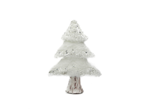 Figurka Choinka z białym futerkiem - 16 cm - 1 szt.