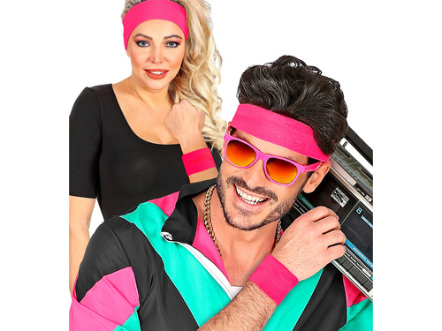 Opaski neonowe różowe Disco lata 80-te - 2 szt.