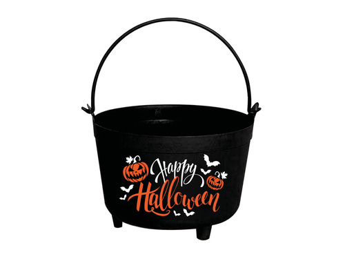 Wiaderko czarne Happy Halloween - 24 x 23 cm - 1 szt.