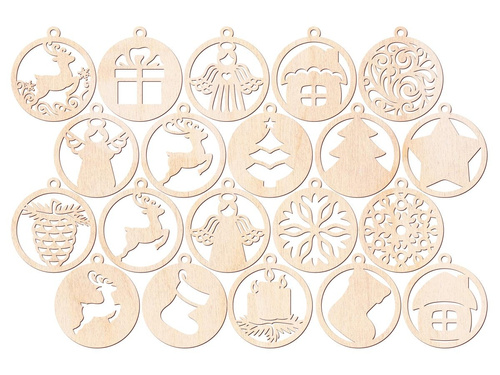 Zestaw drewnianych bombek na choinkę - 20 szt 10cm