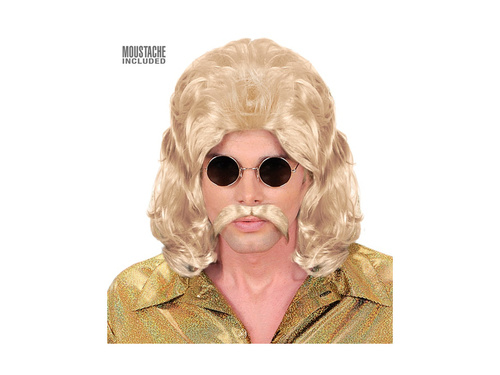 Blond peruka fazet lat 70-tych z wąsami