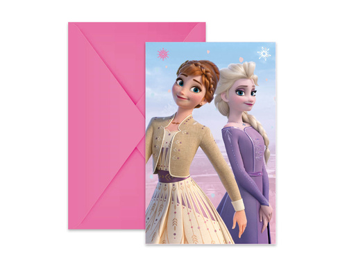 Zaproszenia urodzinowe Frozen 2 - Kraina Lodu Wind Spirit - 6 szt.