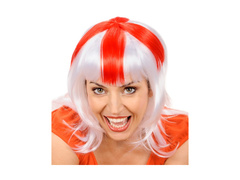 Biało-czerwono-biała peruka kibicki - Anglia