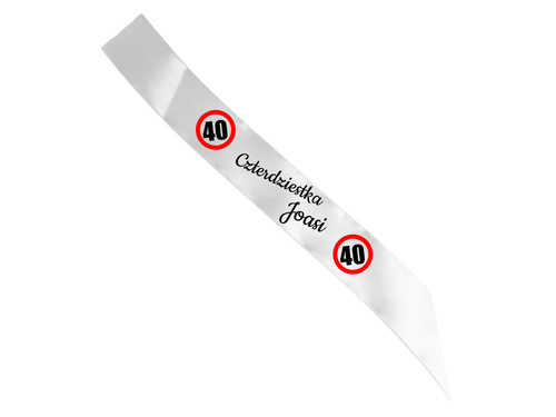 Szarfa personalizowana z imieniem na 40 urodziny - 140 cm - 1 szt.