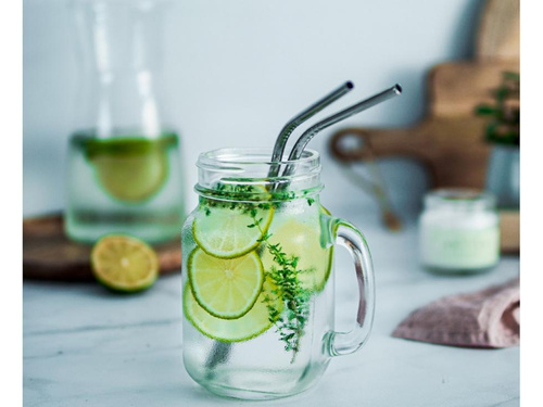 Słomki rurki łamane wielokrotnego użytku metalowe - 4 szt.