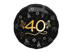 Balon foliowy na czterdziestkę z nadrukiem - 45 cm - 1 szt.