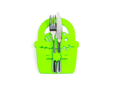 Etui na sztućce ze sztywnego filcu - Koszyczek Wielkanocny - 2 szt.