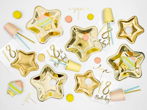 Talerzyki papierowe na urodziny Gwiazda złote - 23 cm - 6 szt.