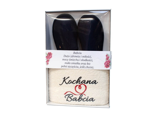 Zestaw prezentowy dla Babci ręcznik + kapcie