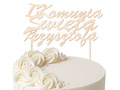 Topper drewniany personalizowany na tort I Komunia Święta - 1 szt.