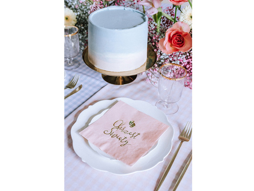 Serwetki Chrzest Święty różowe - 33 cm - 12 szt.