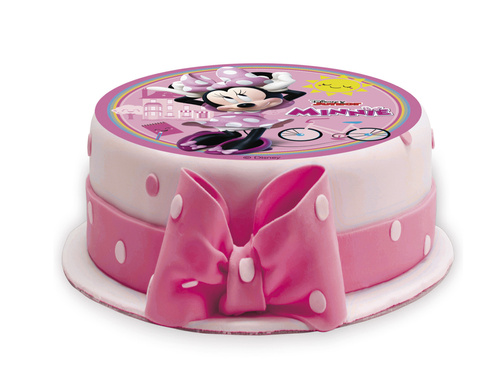 Dekoracyjny opłatek tortowy Myszka Minnie - 15,5 cm - 1 szt.
