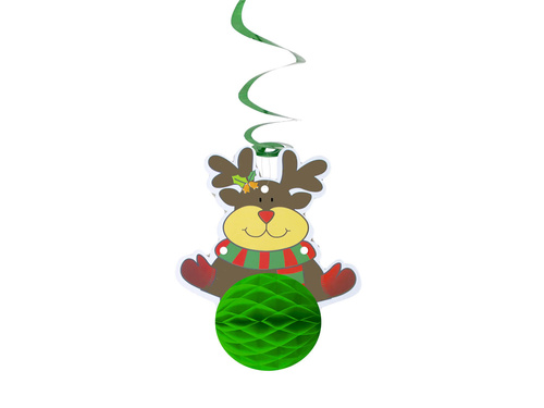 Dekoracja wisząca świderek Renifer - 19 cm - 1 szt.