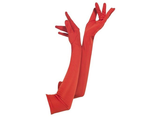 Rękawiczki karnawałowe czerwone długie - 45 cm.