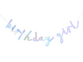 Baner holograficzny z napisem Birthday girl - 200 cm - 1 szt.