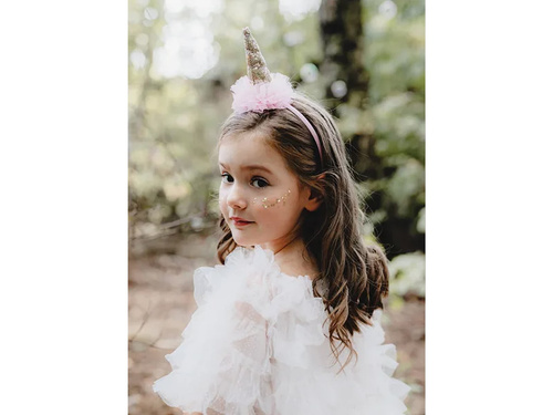 Opaska Jednorożec z falbanką różowa - 1 szt.