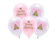 Zestaw balonów lateksowych Zamek Księżniczki - 33 cm - 5 szt.