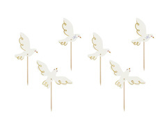 Pikery na babeczki Gołąbki na I Komunię Świętą - 6 szt.