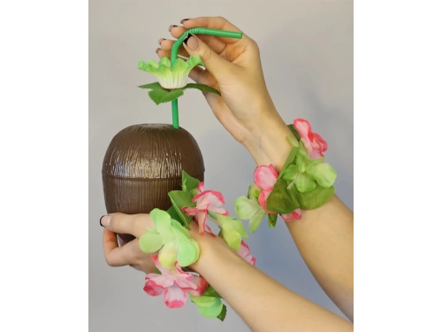 Zestaw hawajski zielono-różowy - 4 elementowy