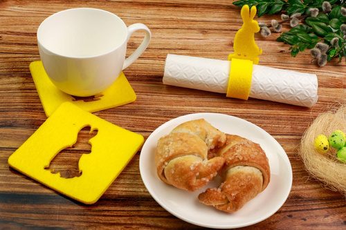 Podstawka kwadratowa pod kubek - Zajączek - 10 cm - 4 szt.