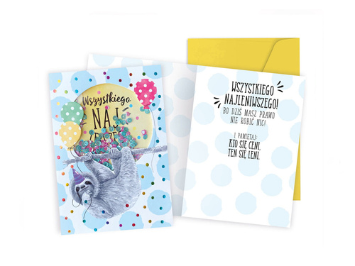 Kartka urodzinowa dla dziecka Leniwiec - 1 szt.