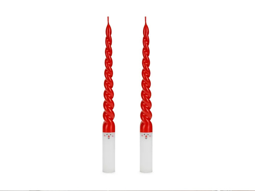 Świece stożkowe Mikołaj czerwone - 25 cm - 2 szt.