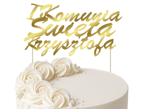 Topper na tort personalizowany I Komunia Święta - 1 szt.