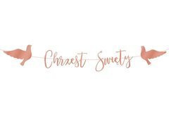 Baner z napisem Chrzest Święty różowe złoto - 150 cm - 1 szt.