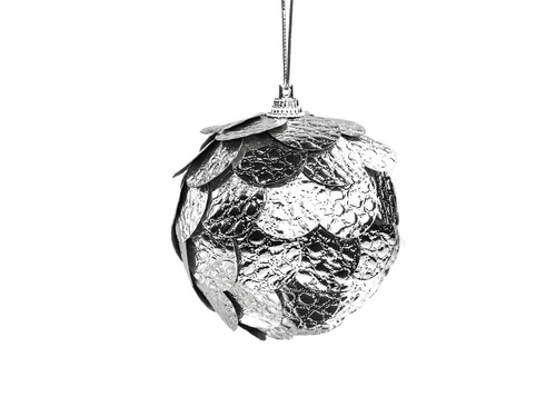 Bombki choinkowe srebrne - 8 cm - 3 szt.