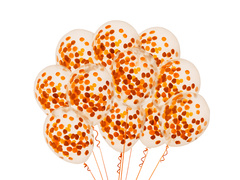 Balony przezroczyste z pomarańczowym konfetti - 30 cm - 5 szt.