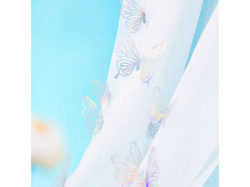 Naklejki motylki ażurowe holograficzne srebrne - 12 szt.