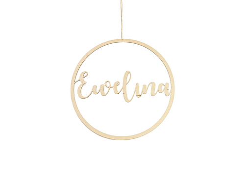 Duże zawieszki obręcze drewniane personalizowane - 44 cm - 2 szt.