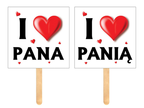 Foto rekwizyty I Love Pana/Panią - 2 szt.