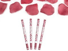 Tuba strzelająca, bordowe sztuczne płatki róż, 80 cm, 4 szt.