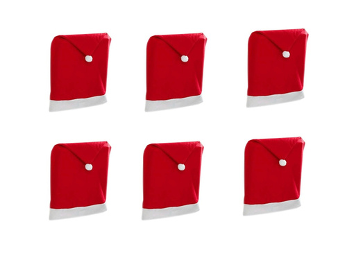 Pokrowiec na krzesło Czapka Mikołaja na święta Bożego Narodzenia - 6 szt.