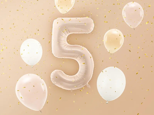Balon foliowy cyfra 5 ciemnobeżowa - 72 cm - 1 szt.