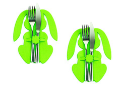 Etui na sztućce ze sztywnego filcu - Zajączek Wielkanocny - 2 szt.