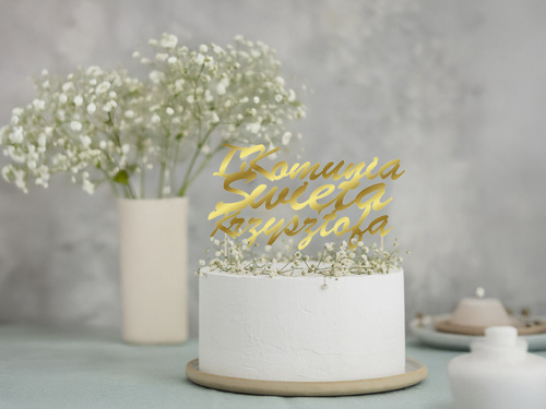 Topper na tort personalizowany I Komunia Święta - 1 szt.