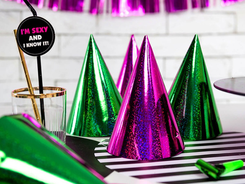 Czapeczki kolorowe holograficzne - 120 szt.