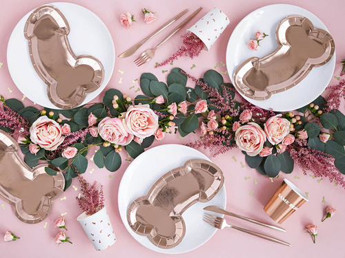 Talerzyki Same penis forever różowe złoto - 26,5 cm - 6 szt.