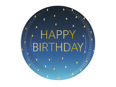 Talerzyki papierowe na urodziny Happy Birthday - 23 cm - 8 szt.