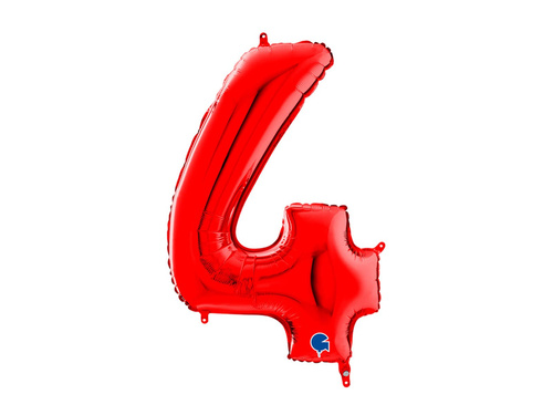 Balon foliowy cyfra 4 czerwona - 66 cm - 1 szt.