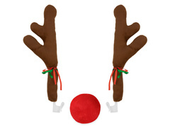 Dekoracja na samochód Rogi i nos renifera brązowe - 1 kpl.