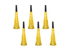 Gwizdki trąbki rozwijane z frędzelkami złote - 6 szt