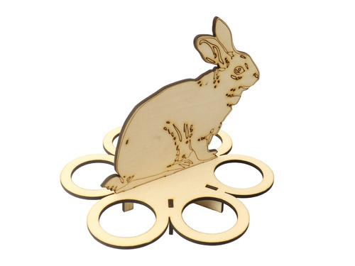 Drewniana podstawka pod jajka z zajączkiem