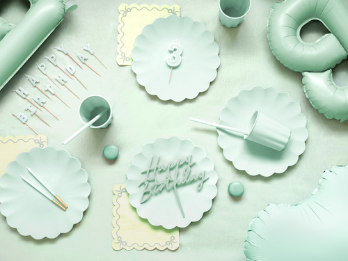 Świeczki pikery napis Happy Birthday - zielone - 1 op.