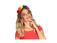 Opaska na głowę pompon tęczowy