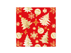 Serwetki z bożonarodzeniowym nadrukiem czerwone - 33 cm - 20 szt.