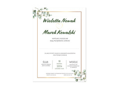 Zaproszenie personalizowane na ślub z kopertą - 8 szt.
