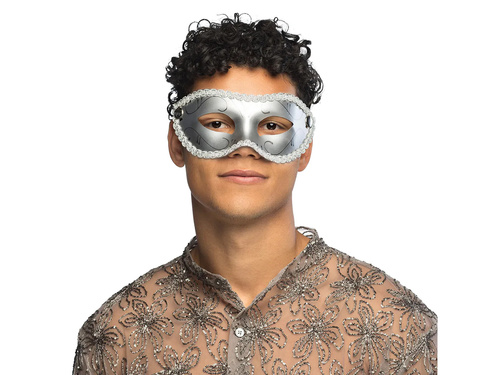 Maska karnawałowa srebrna - 1 szt.